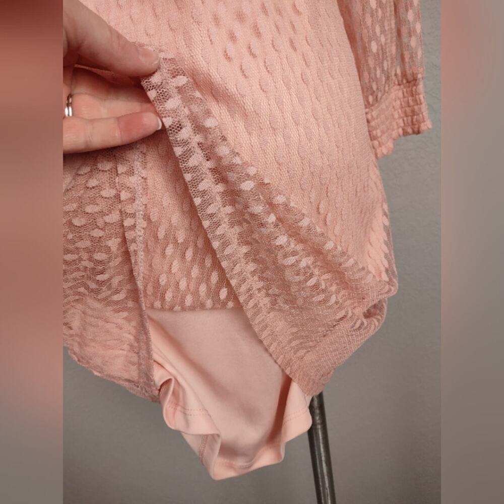 Nina Leonard Lace Mockneck Trapeze Long Sleeve Dress in Blush Size Small - Picture 15 of 16